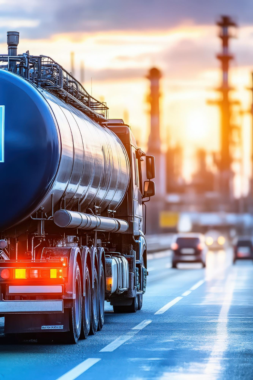 Tanker truck convoy on an African road